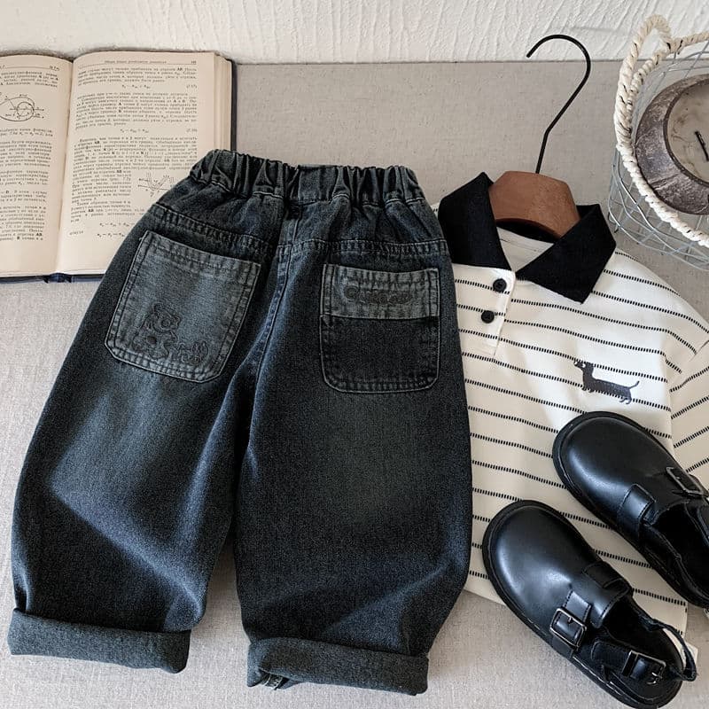Boys' Jeans 2025 Autumn New Children's Black Casual Embroidered Carrot Pants Versatile Stylish Long Pants