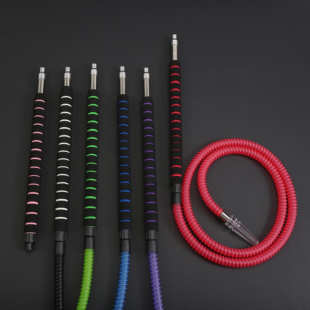 New Color-Block Striped Sponge Long Handle Hookah Hose Corrugated Telescopic Tube Arabic Hookah Accessories Spot Supply