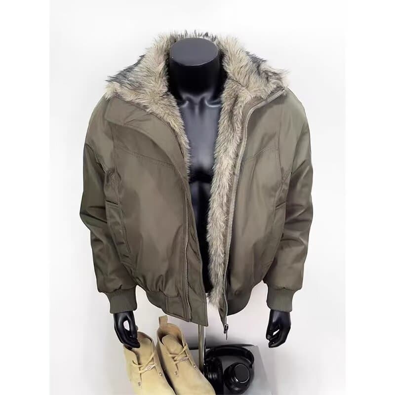 *American Retro Deconstructed Jacket Winter Thick Warm Fur Collar Versatile High-End Lined Cotton Coat Outerwear