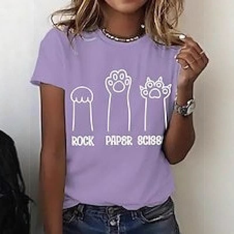 Pod/Jit/Butterfly European and American Cross-Border Patrick 3D Digital Print Cat Paw Round Neck T-Shirt
