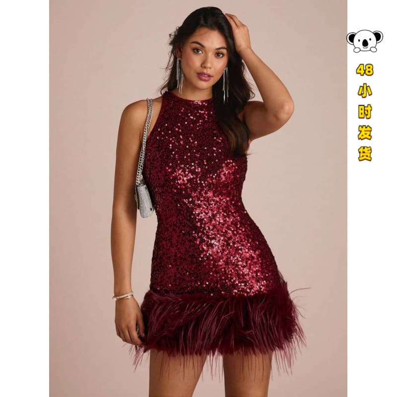 Z 26925 Sequin Feather Dress
