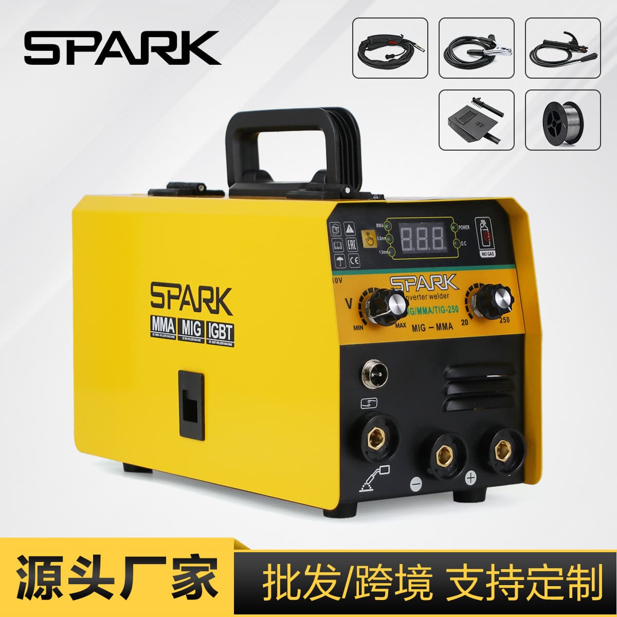 Spark MIG250 Gasless Two-Way Welder Machine Electric Arc Welder 110V Desktop Size 320*155*190 for Home Use Welding