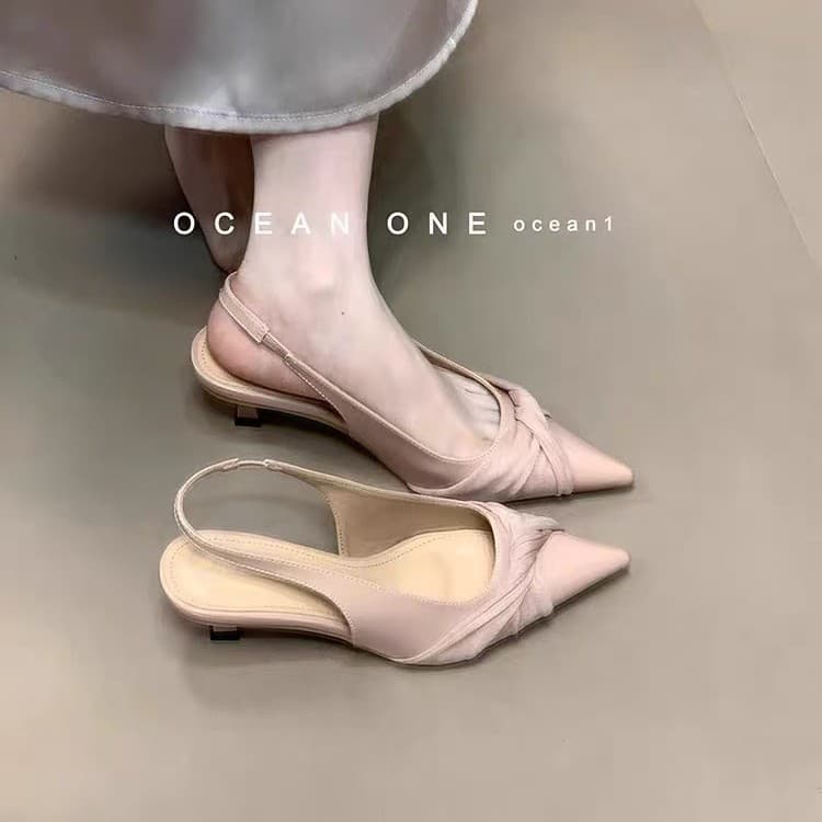2025 Summer New French Temperament Light Mature Backless Closed Toe Sandals Women Summer Pointed Toe High Heels Match Dress