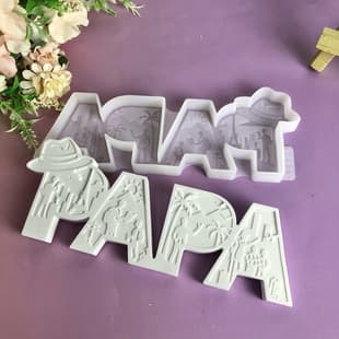 X1494 German Word Dad Cement Plaster Mold DIY Silicone Mold