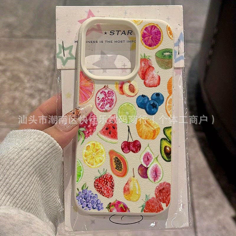 Colorful Fruit Pattern iPhone 17 Apple 16 Pro Max Fresh 15/14 Soft Case 13 Phone Cover 11/12