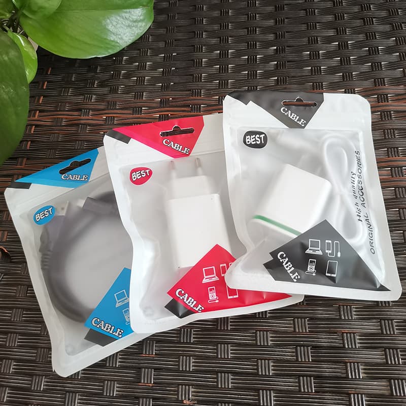 New data cable packaging bag Apple charging cable charging head mobile phone accessories window frosted pearlescent yin and yang ziplock bag