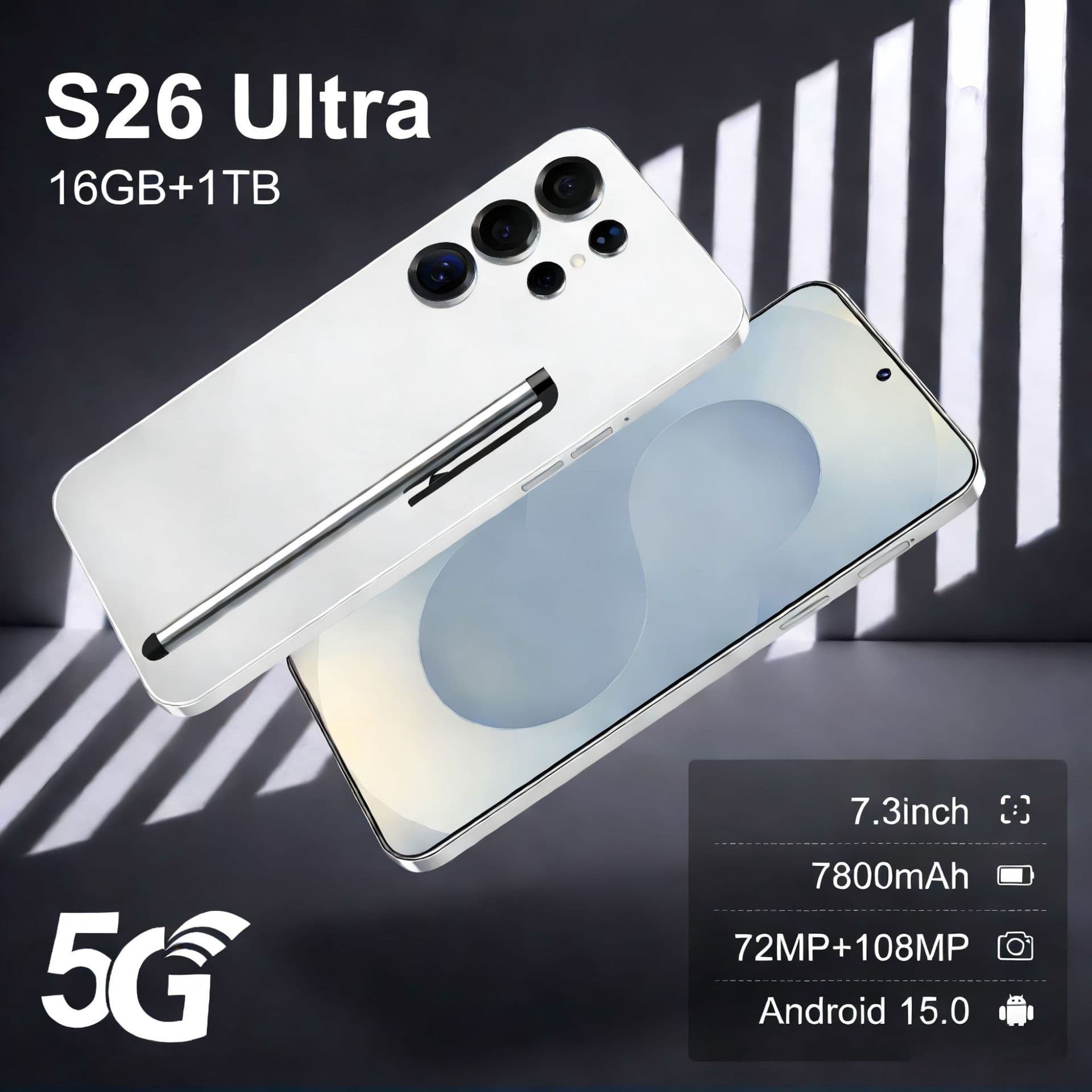 Shopee S26 Ultra Cross-border 7.0-inch Large Screen All-in-One Factory 12+512 Foreign Trade 5G Smart New Phone