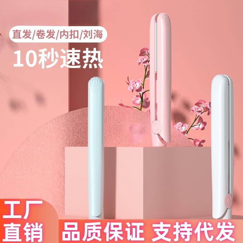 Cross-Border Wholesale Household Mini Small Hair Straightener, Women's Curling Iron 2-in-1, Small Flat Iron for Bangs, Hair Straightener