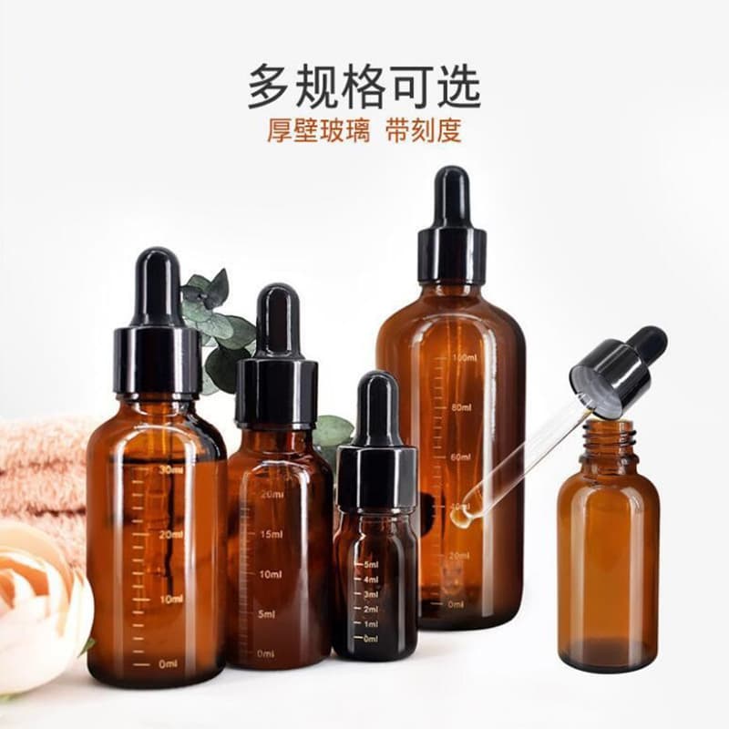 Wholesale Glass Essential Oil Bottle Amber Bottle with Scale Amber Dropper Bottle Perfume Refill Bottle Essence Liquid Bottle Cosmetics