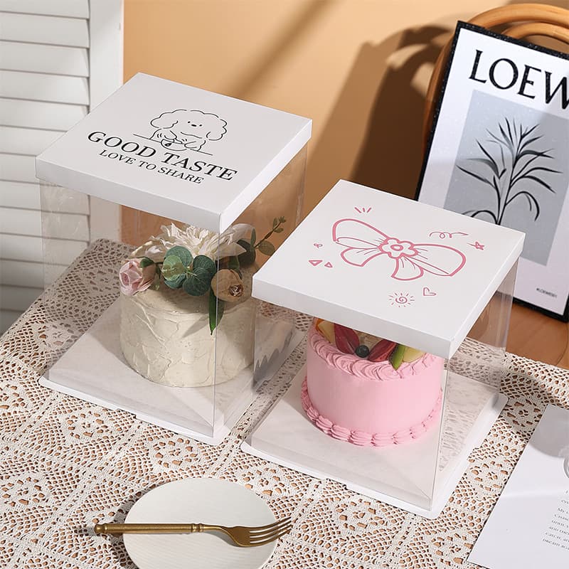 Birthday Cake Box Transparent Packaging 4, 6, 8, 10, 12inch Single/Double Layer Heightened Gift Box Wholesale