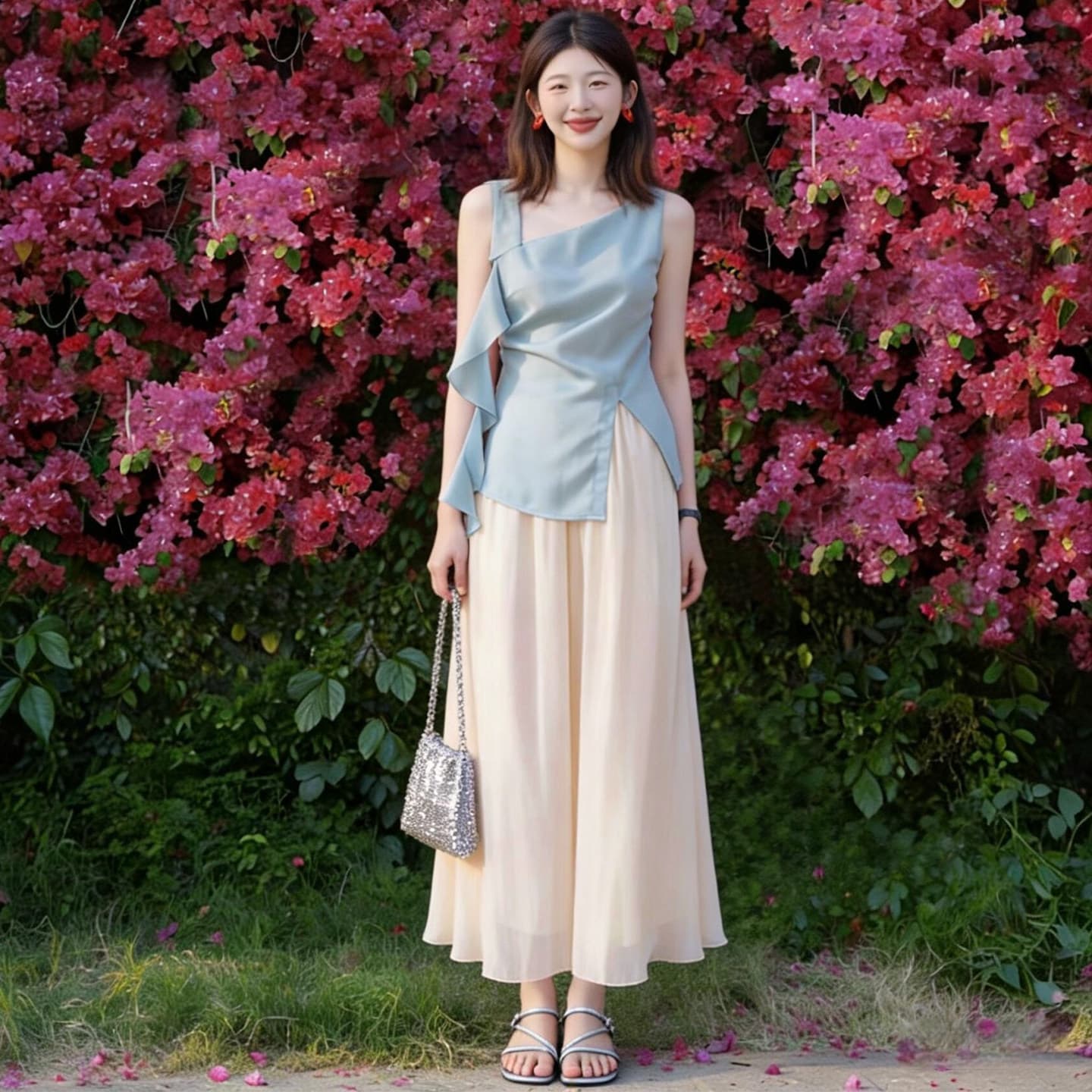 Apricot Flowing Gauze Chiffon Skirt Pants for Women Summer Thin Loose Casual Draped Ankle-Length Pants Petite Ice Silk Wide-Leg Pants