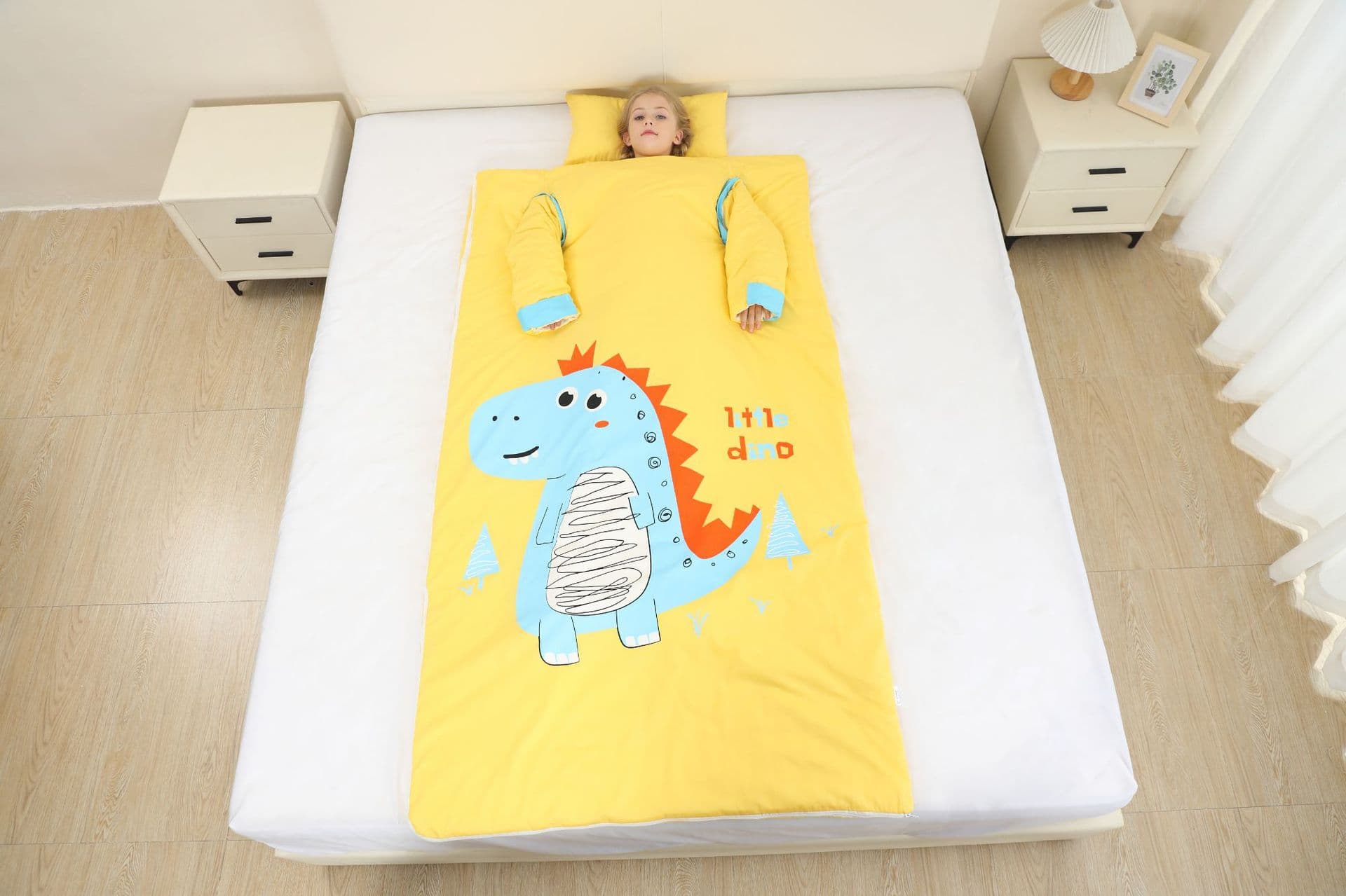 Baby sleeping bag, suitable for all seasons, pure cotton, temperature-regulating, anti-kickback blanket, perfect for older children, thickened for autumn and winter.