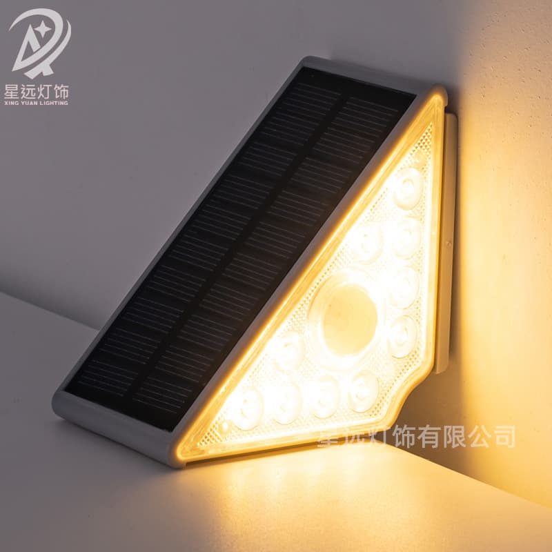 Solar Triangular Floor Lamp Cross-border LED Light Control Sensor Outdoor Waterproof Stair Step Corridor Decorative Light