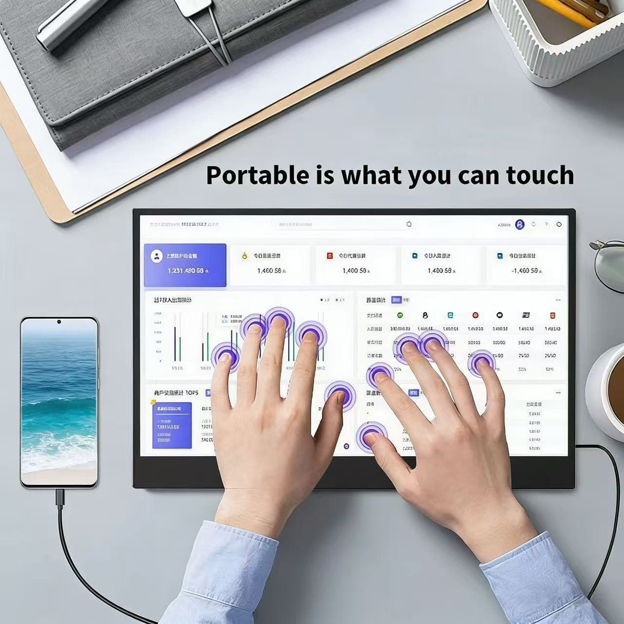 15.6-inch Touch Portable Monitor External Secondary Screen for Xbox PS5 Switch Computer Screen