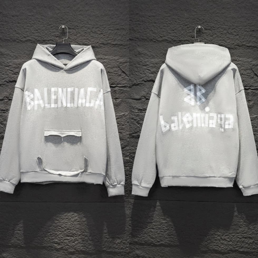 Cross-border Paris B-brand Tape Letter Print European and American High Street Loose Trendy Hoodie Wholesale One Piece in Stock