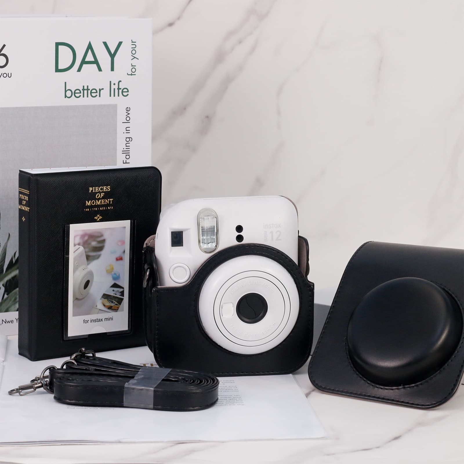 Dessert Time Photo Album Suitable for Polaroid Mini12 Special Camera Protective Case + 64 Photo Album Solid Color Mini