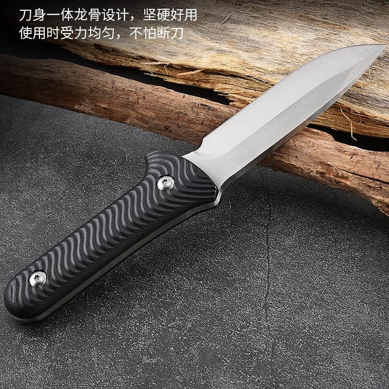 Factory Outdoor Knife Wave Camping Small Straight Knife Field Survival Knife Straight Knife Self-Defense Portable Knife Handle Meat Knife
