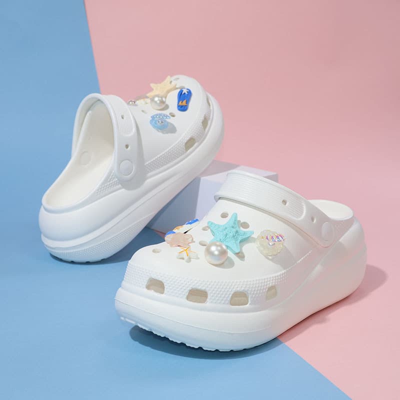 Women's Croc Shoes Summer New Style Outdoor Thick Sole Sandals Breathable Anti-Slip Trendy Closed Toe Casual Comfortable Beach Shoes