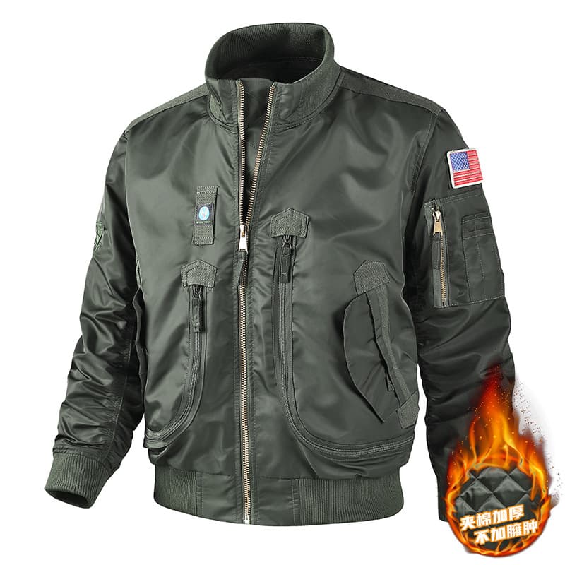 726 Military Enthusiast Winter Air Force Flight Thickened Cotton Jacket Men's Short Baseball Style Tactical Stand Collar Coat