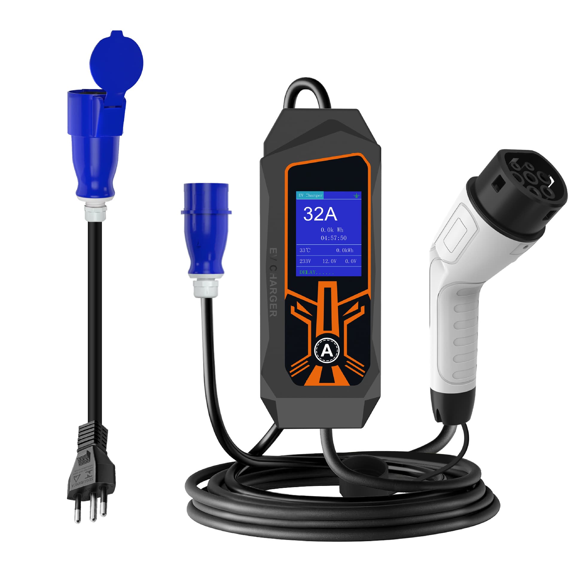 Cross-border BYD 7KW car charger gun with Brazilian, Indian, British, and Australian plugs (customizable).