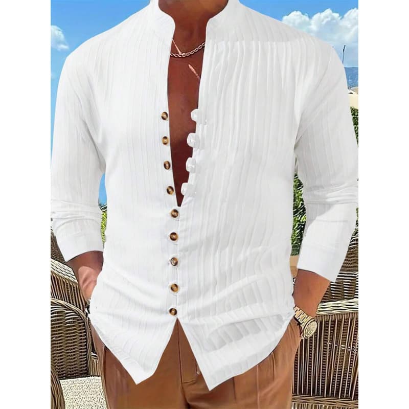 New Autumn Cross-Border Trade Shirt Men's Fashion Solid Color Long Sleeve Button-Down Shirt