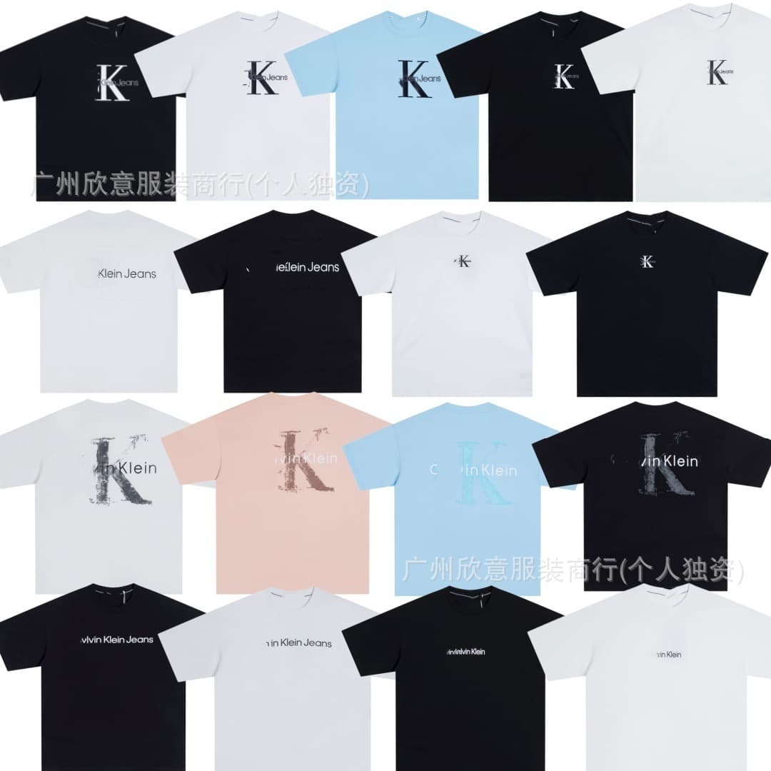 Original Cross-Border 26 Summer New Original K-Style High-Version Printed Classic Versatile Pure Cotton Solid Short Sleeve for Men and Women