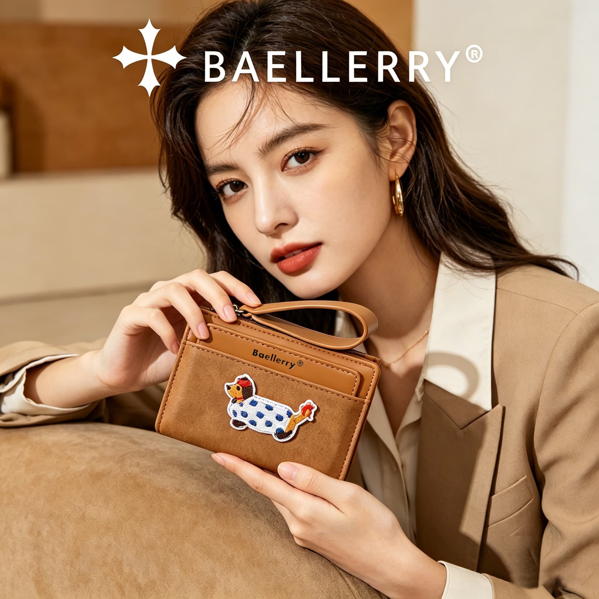 New cartoon cute puppy wallet cross-border short style light luxury multifunctional small wallet high-end zipper coin purse