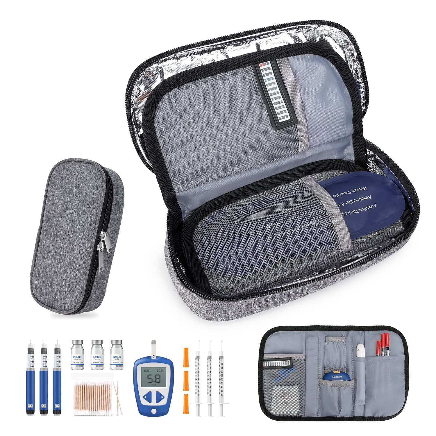 Insulin Cooler Case Portable Insulin Aluminum Foil Constant Temperature Outdoor Thermal Bag Ice Pack Cooler Bag