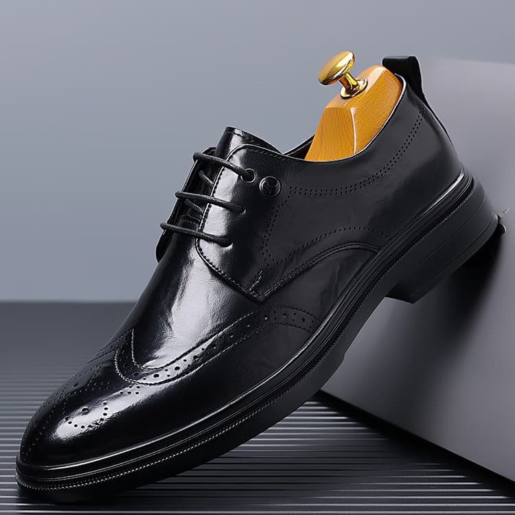 Cross-border Brogue Leather Shoes Men Summer New Men's Formal Business Vintage Wedding Groom Shoes Hollow Sandals Men