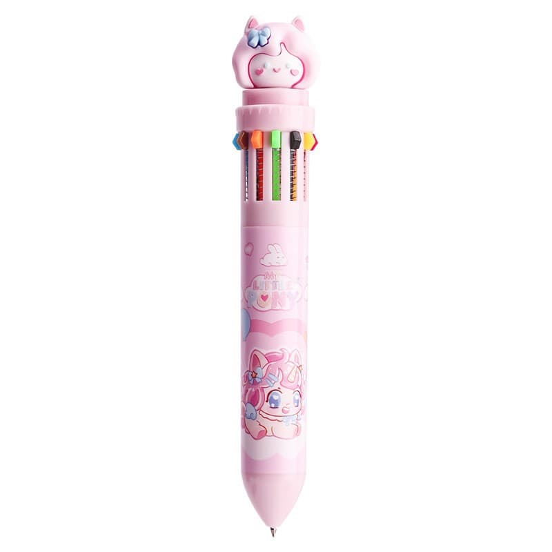 Kabaxiong High Appearance Cartoon Retractable Multicolor Ballpoint Pen Cute Student Note Journal Multifunction