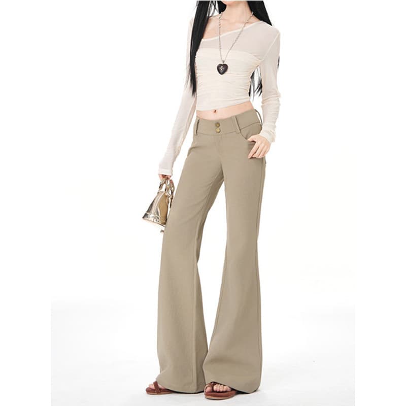 American khaki micro-flare casual jeans for women 2026 spring and summer new low-waist slim fit suit pants