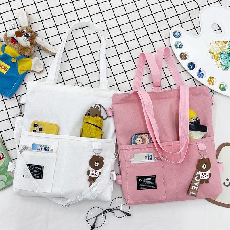 Canvas bag women crossbody canvas tote niche tote bag ins single shoulder versatile student tutoring handbag