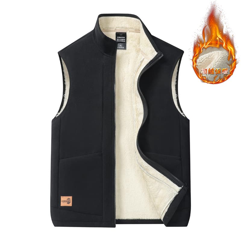 2024 New Winter Warm Fleece Vest Jacket, Polished Lamb Wool Two-Button Oversize Men's Clothing P-2311 Vest