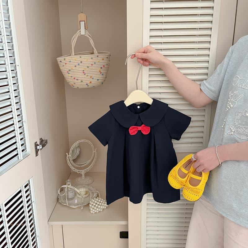 Girls' Academy Style Dress Summer New Arrival Baby Girl Fashionable Doll Collar Short Sleeve Dress Cute Princess Dress Trendy
