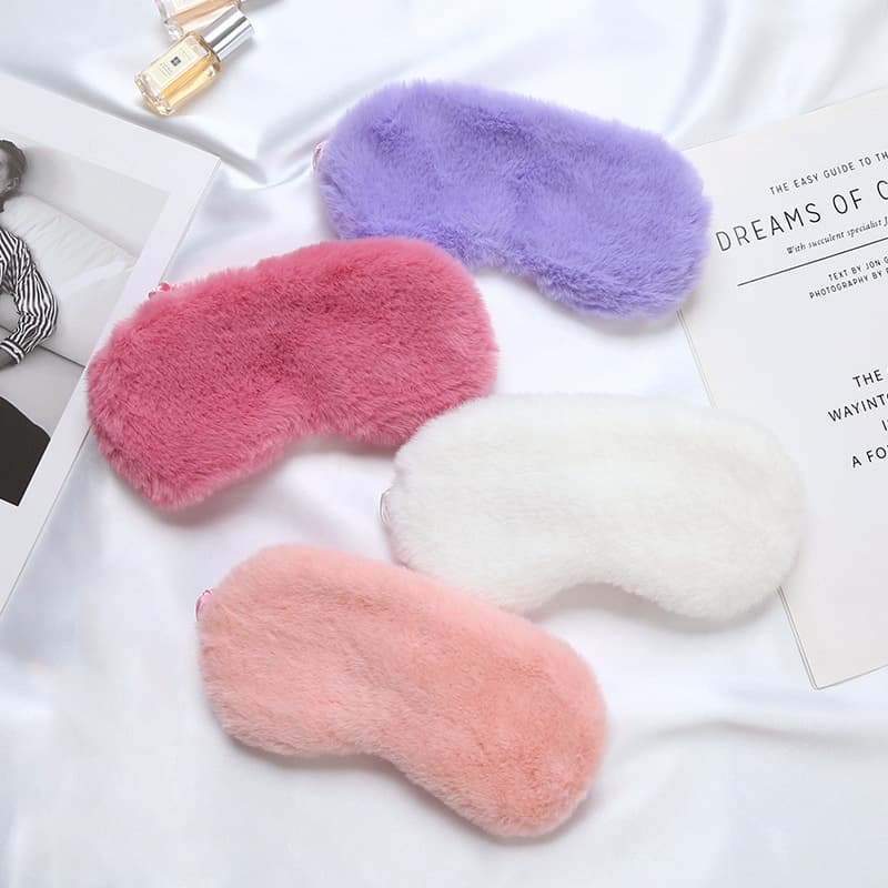 Stock Available Comfortable Breathable Plush Simulation Silk Solid Color Eye Mask Sleep Discount Wholesale Eye Protection Nap Sh