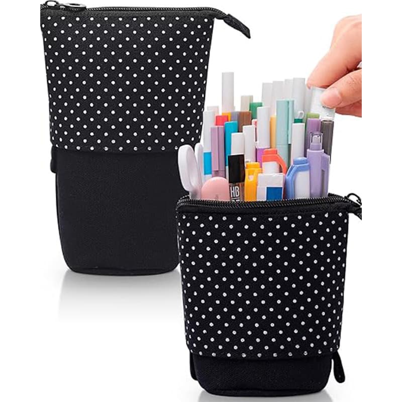 2025 popular pu leather zipper pencil bag telescopic pencil bag bill bag student blank canvas bag