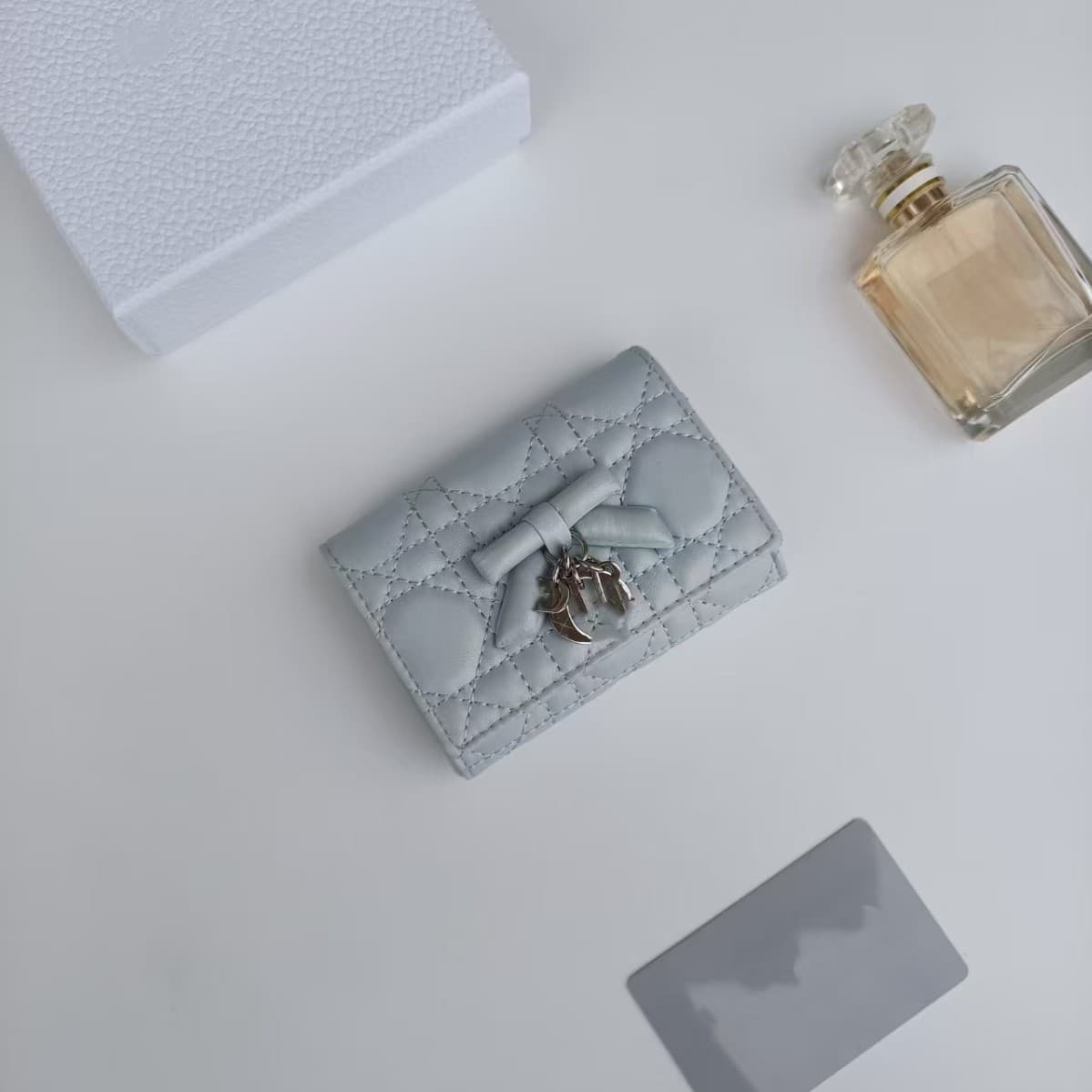 New Small Fragrant Style Diamond Grid Card Holder Genuine Top Layer Cowhide Multi-Slot ID Wallet Women's Fashion Versatile Butterfly Mini