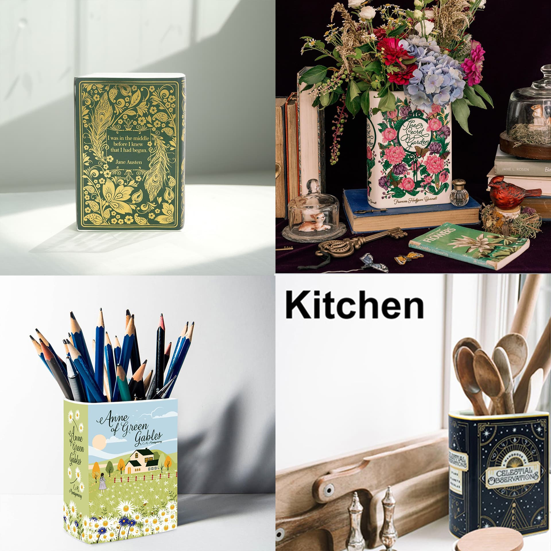 White Secret Garden Flower Arrangement Book Vase Ceramic Book Vase Creative Personalized Book Decoration