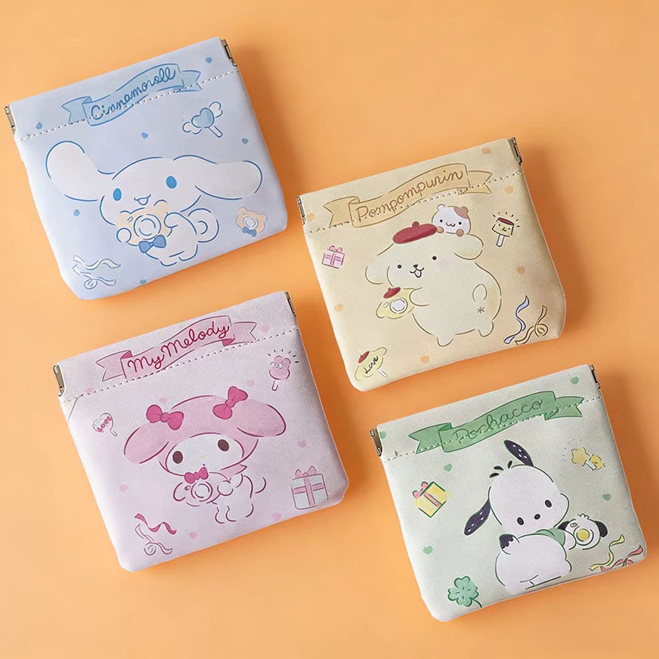 Cartoon IP same style girly heart cosmetic bag cute cartoon shrapnel storage bag pu automatic closing storage bag for women