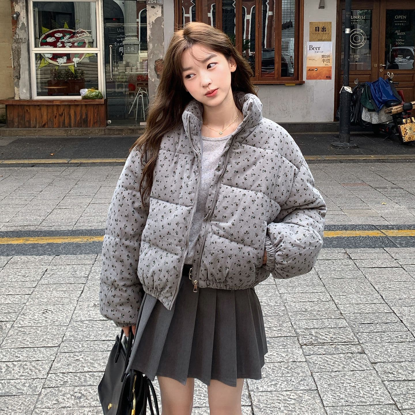 2025 New Winter Stylish Cotton Coat for Female Students Petite Polka Dot Short Casual Cotton Jacket Women