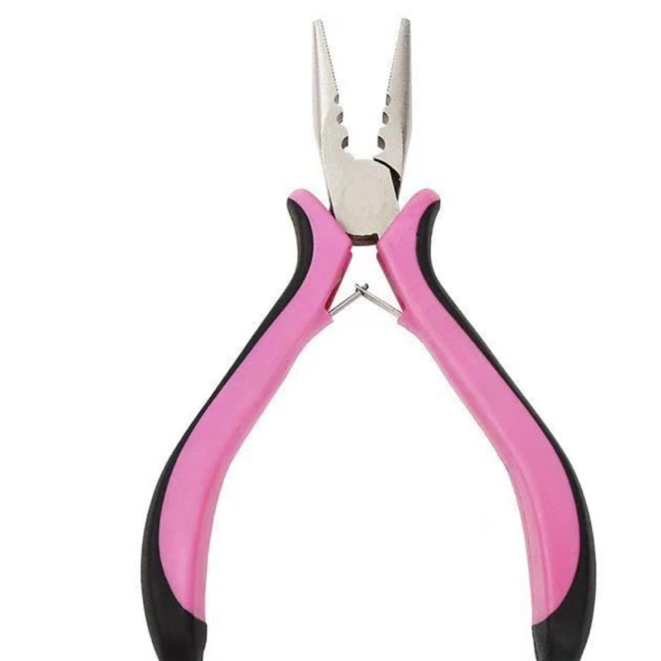 Wholesale Carbon Steel Alloy 3-Hole Black Powder Handle Hair Extension Pliers Black Red Handle 3-Hole Hair Extension Pliers Hot Selling for Export to Europe and America