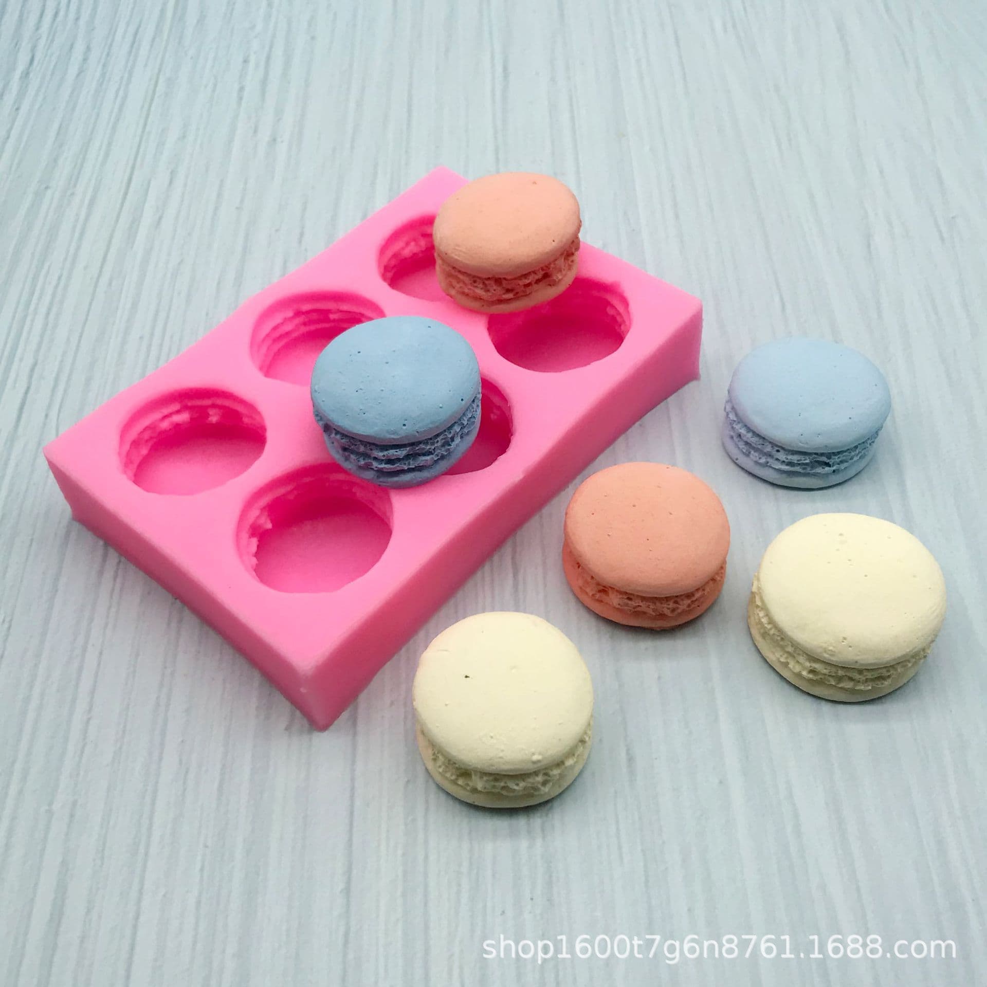 Cartoon 6-Cavity Macaron Silicone Mold Chocolate Baking Tool Food-Grade Handmade Candle Soap Mold