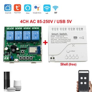 Tuya Smart Switch WiFi DIY Timer 220V RF Voice Control Module 4CH Tuya Module
