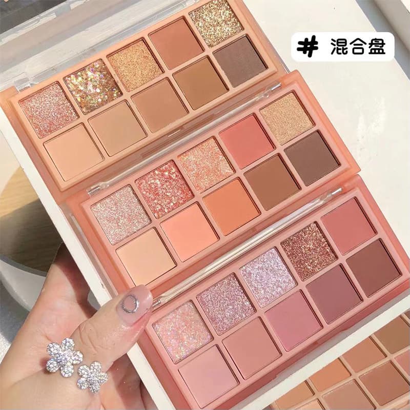 Sweet Mint Ten-Color Eyeshadow Palette Pearl Matte Fine Glitter Student Daily Affordable Cement Earth Palette