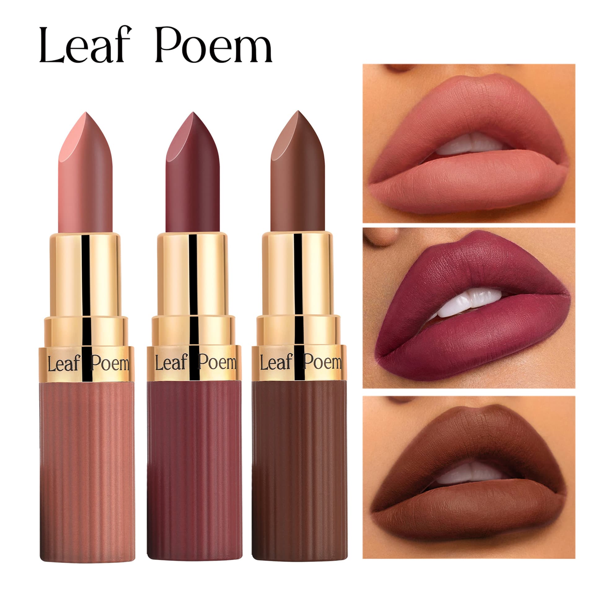 LEAF P0EM cross-border 6-color matte lipstick, non-fading non-stick cup, waterproof long-lasting lipstick