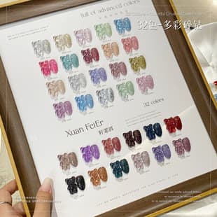 32-Color Multi-Colored Diamond Nail Gel Set, High-Density Reflective Crushed Diamond Gel