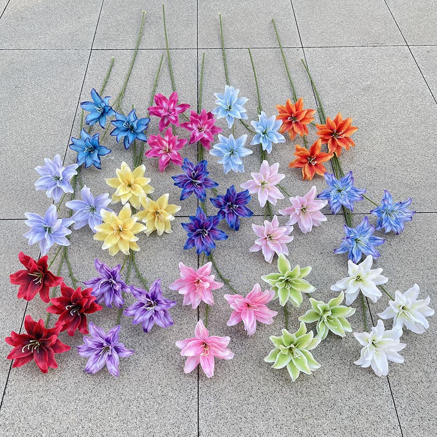 Artificial Flowers, 3-Head Monet Gold Lily Flowers, Wedding Aisle Decoration, Home Decor