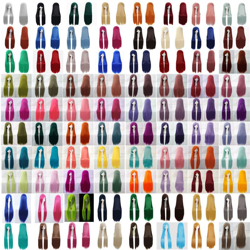 Cos Wig Universal 100cm Colorful Long Straight Hair Cos Anime Export Hot Selling High Temperature Chemical Fiber Anime Wig