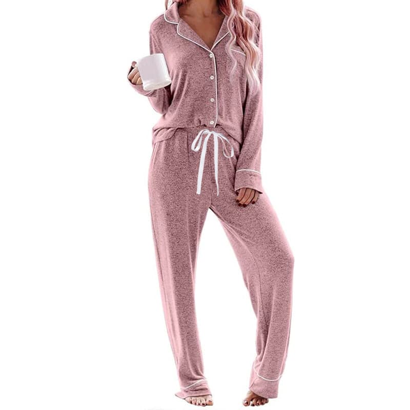 AliExpress 2025 Original New Women's Autumn/Winter Pajamas Casual Simple Homewear Two-Piece Set Wish TEMU