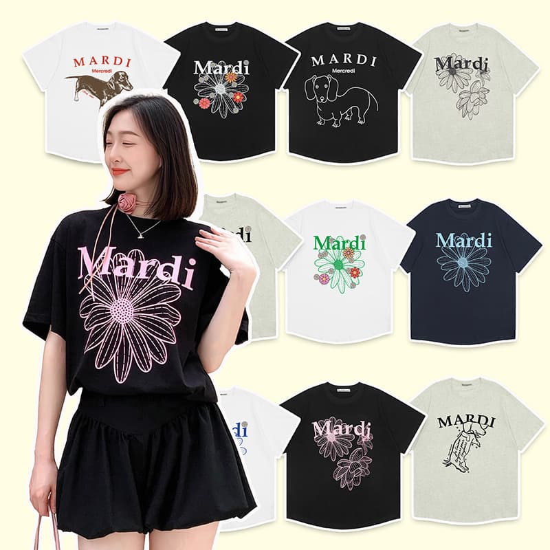Cross-border new Korean style summer tMardi short-sleeved t-shirt for women Jin Gaoyin same style small daisy t-shirt versatile women's top wide